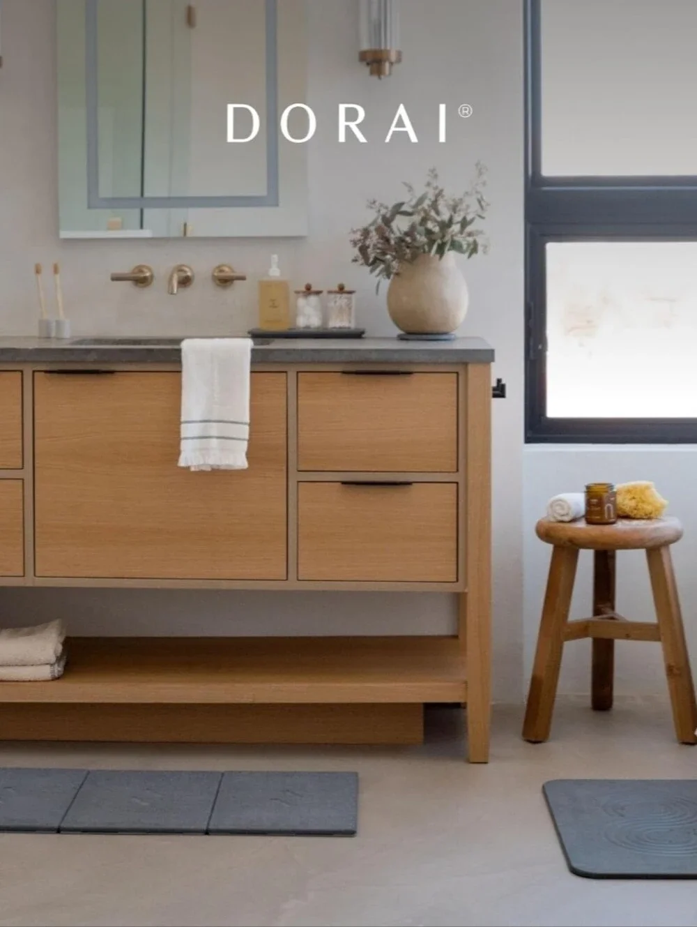 Dorai XL Home Stone Bath Mat - Premium Diatomaceous Earth Bath Floor Mats